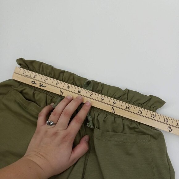 Superdown Kierra French Terry Shorts Olive Green Revolve Paperbag Waist Beach S - Picture 9 of 11